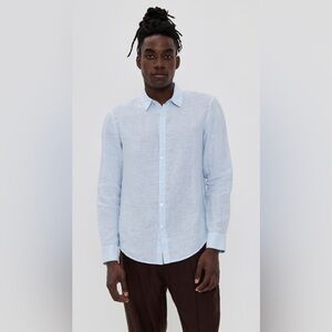 Club Monaco Men's Italian Slim Fit 100% Linen Striped Shirt (Size XL)